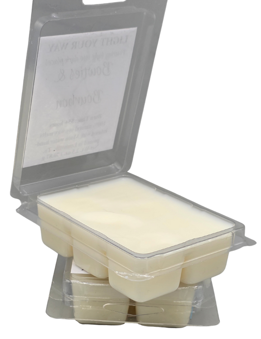 Packaged wax squares in a clear clamshell plastic container 