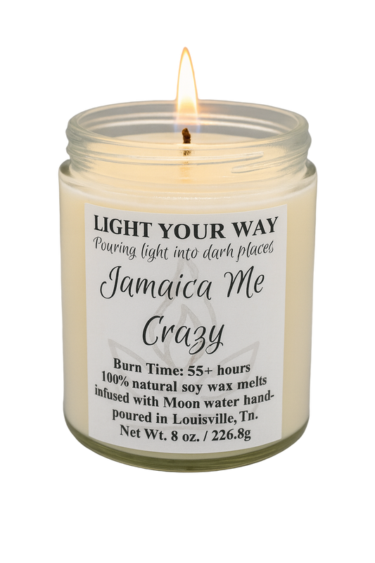 Candle with a label and a flame